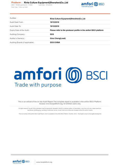 BSCI Certification Report - Business Social Compliance Initiative