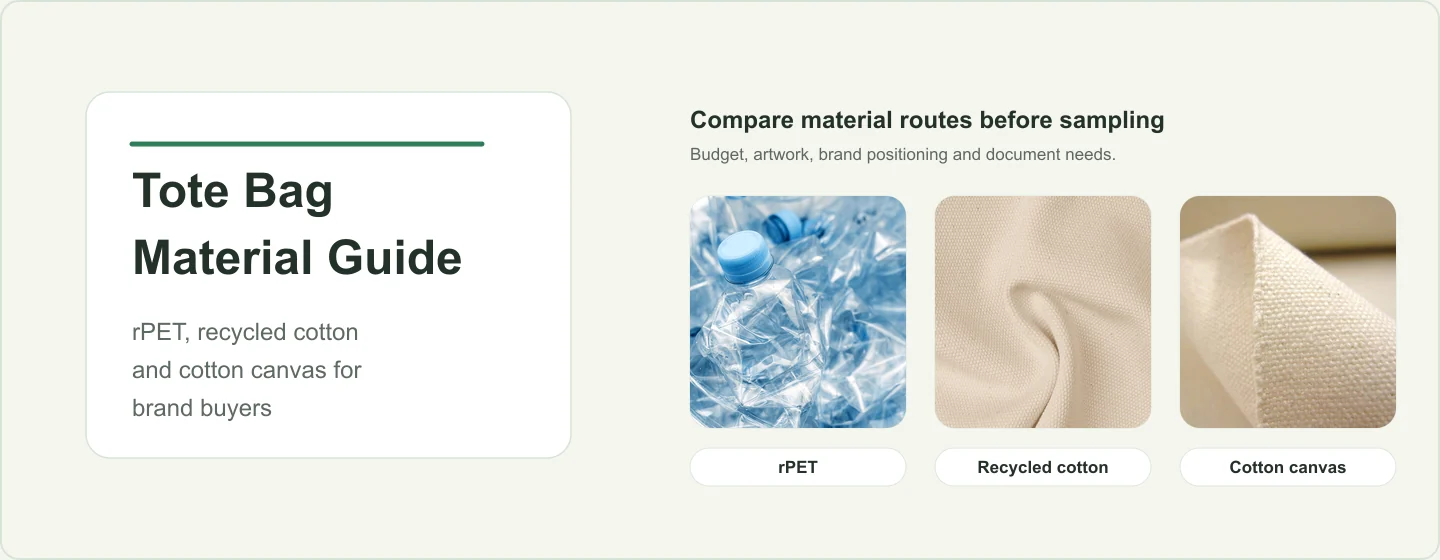 rPET recycled cotton and cotton canvas tote bag material guide for brand buyers