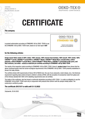 OEKO-TEX Standard 100 certificate badge