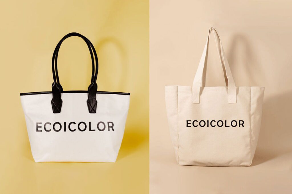 Side-by-side tote bag material comparison for supplier quote review