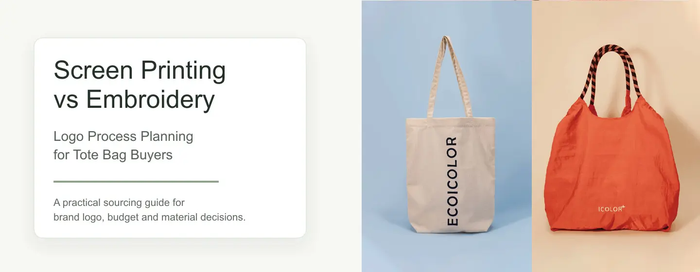 Screen printing vs embroidery for tote bags banner for brand buyers