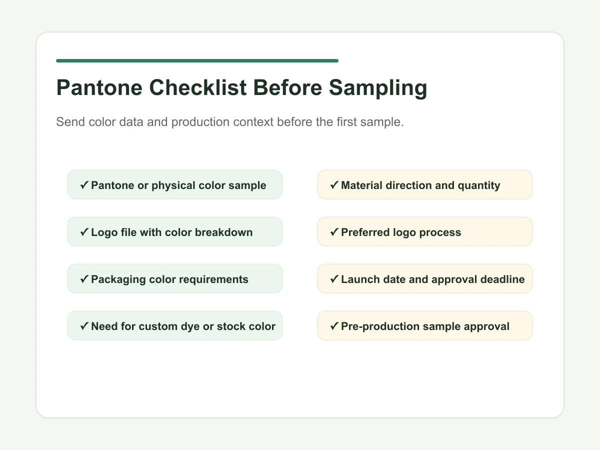 Pantone matching checklist before custom tote bag sampling