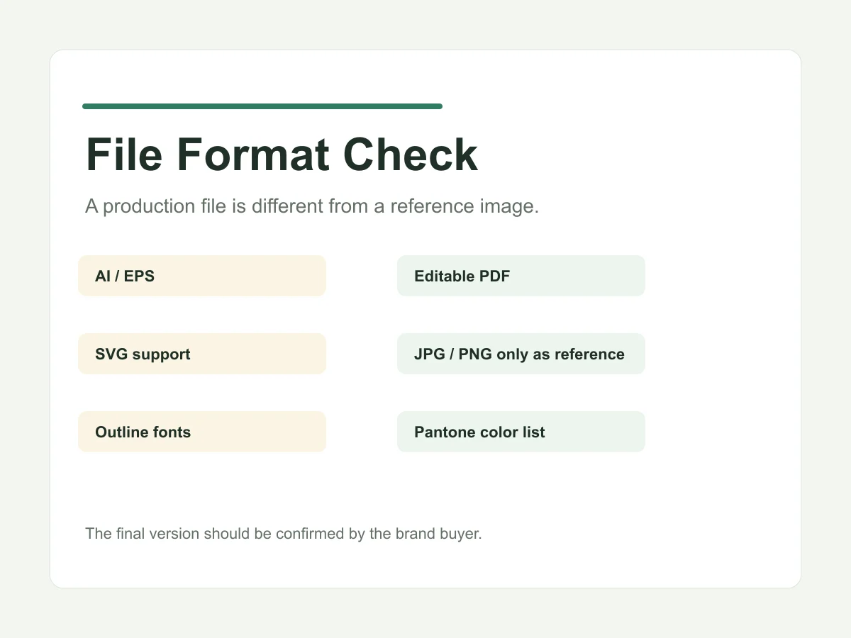 Logo file format check before custom tote bag sampling