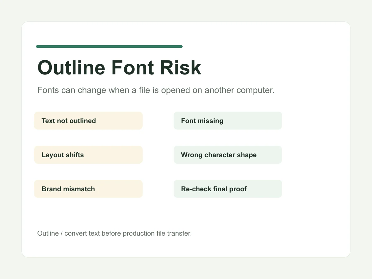 Outlined font risk in custom tote bag logo files