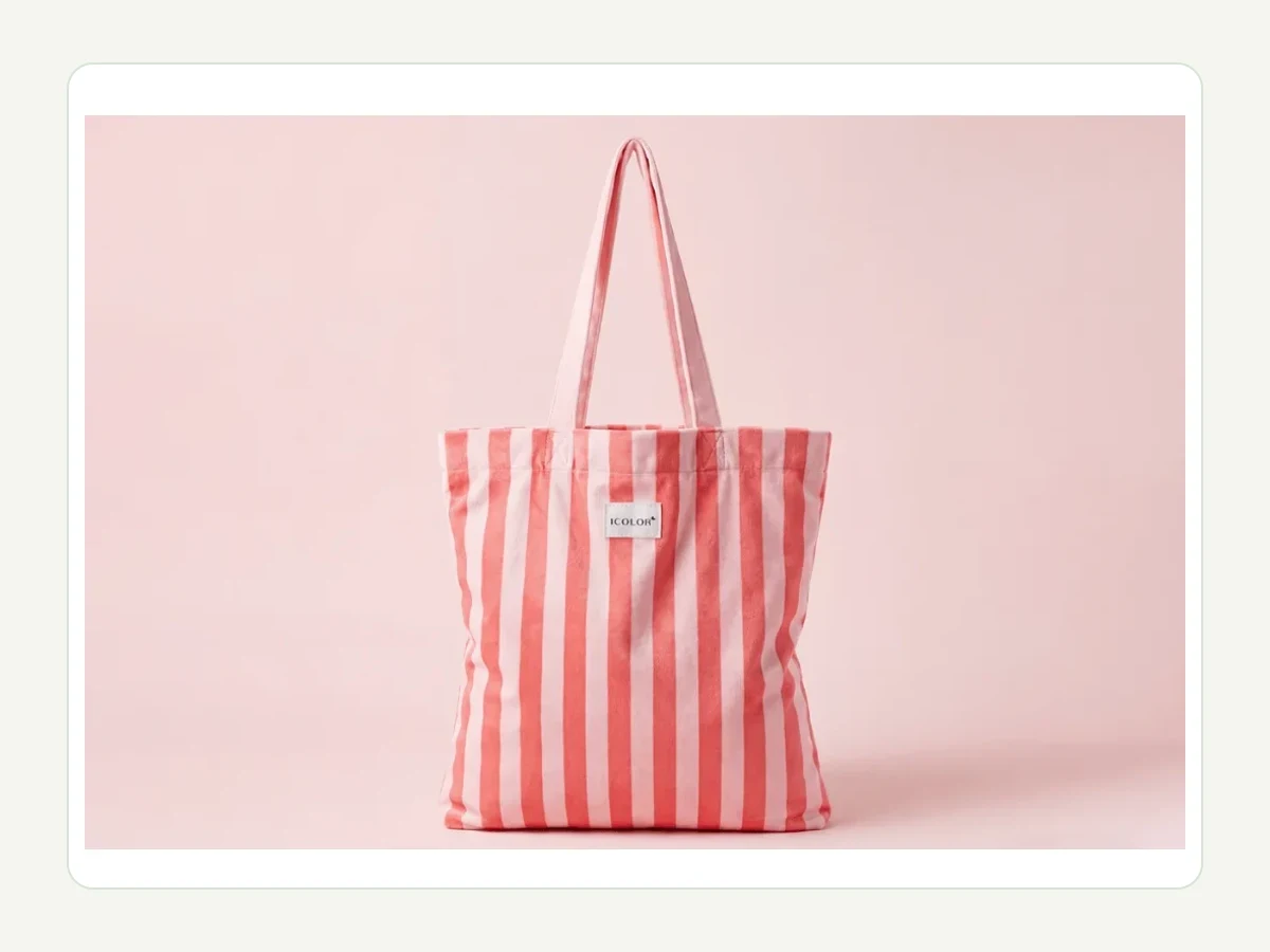 Logo process review on custom tote bag pre-production sample