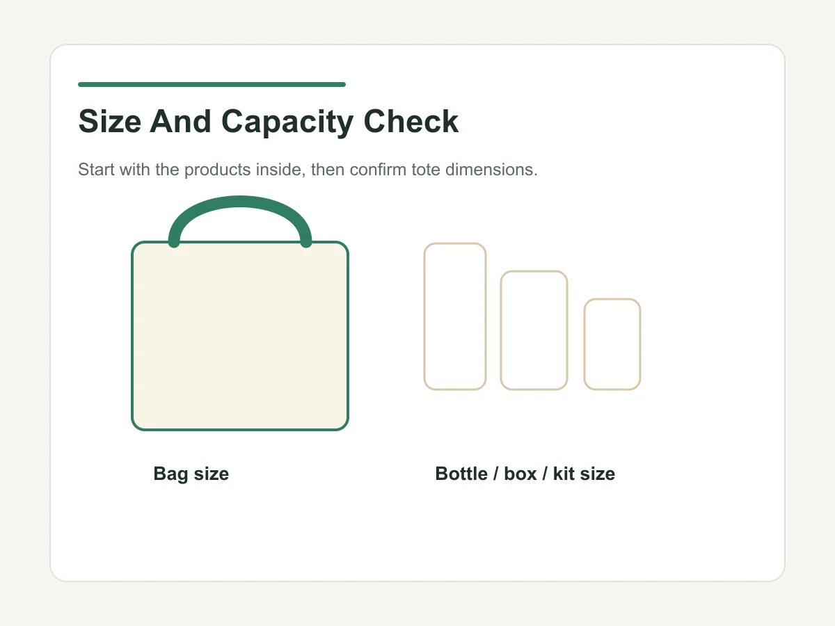 GWP tote bag size and product capacity check