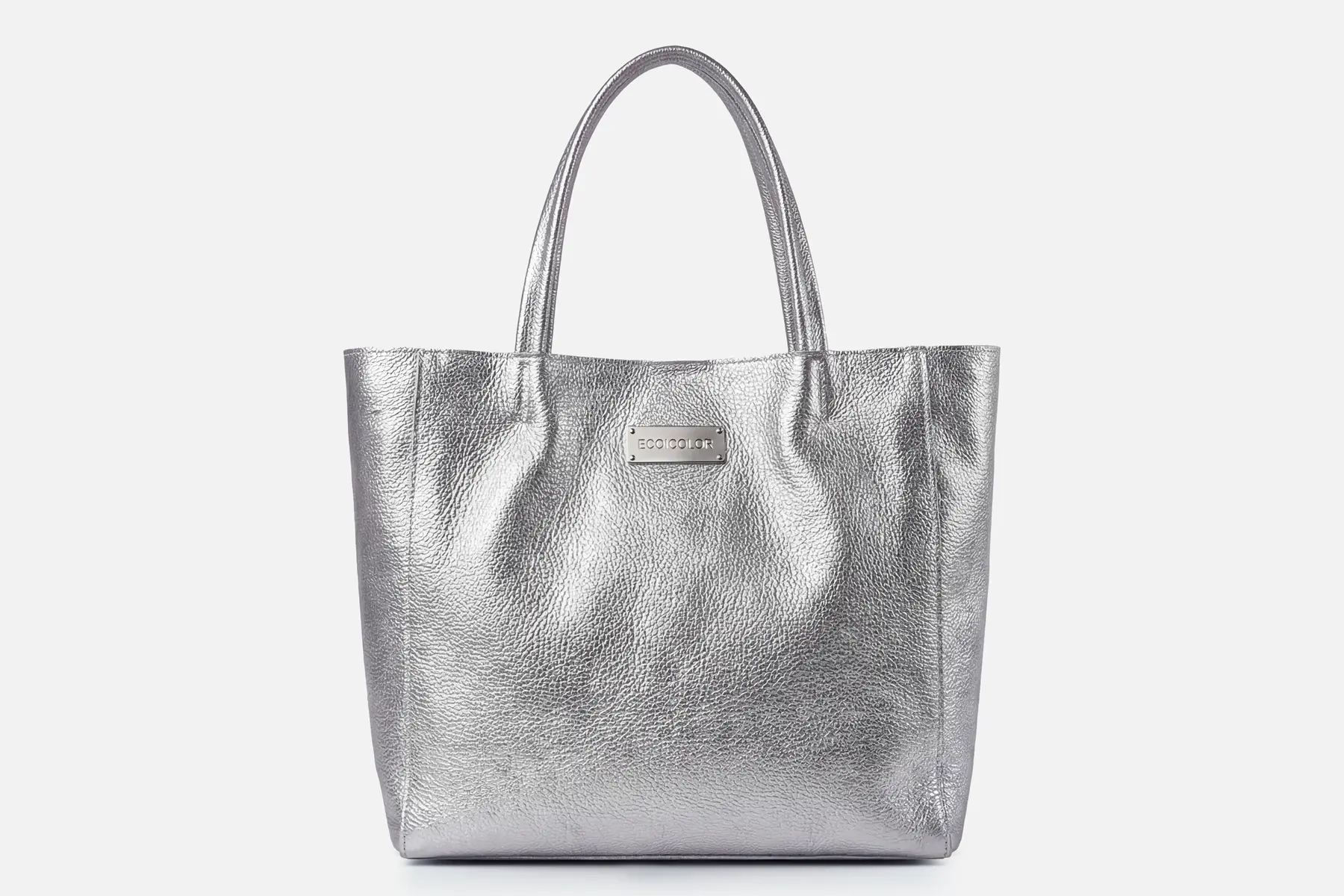 Premium tote bag with metal trim logo detail