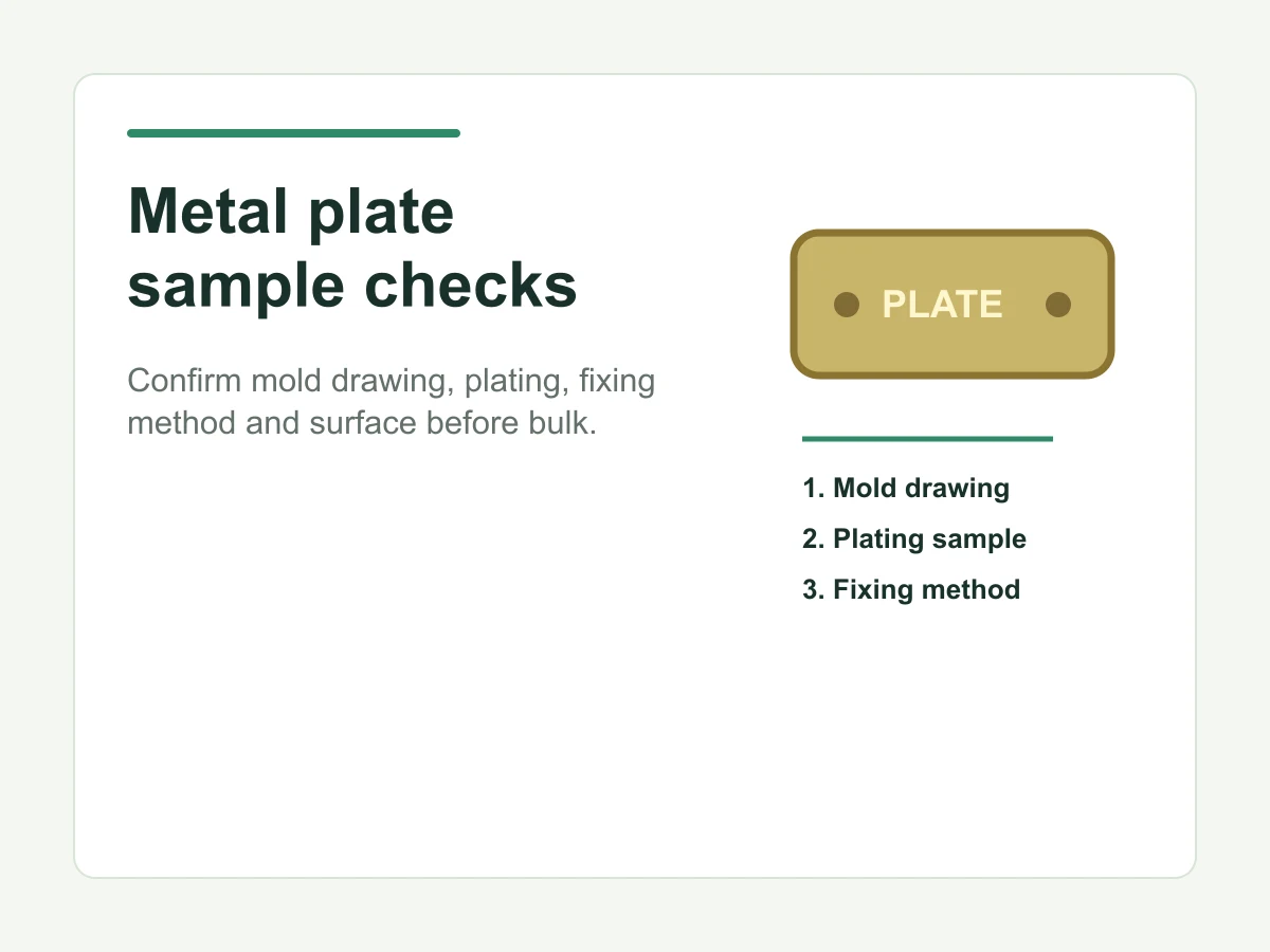 Metal plate mold drawing and sample checks for custom tote bags