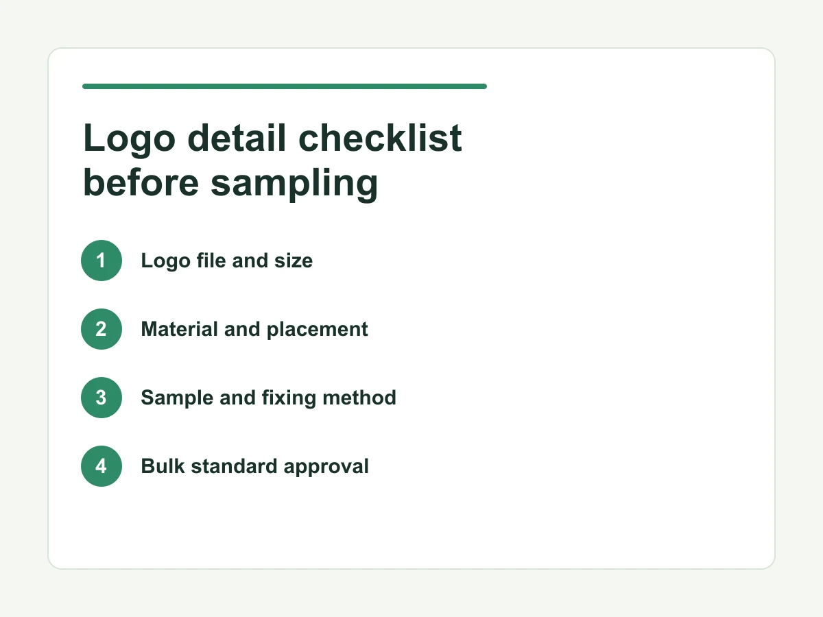 Logo detail checklist before sampling custom tote bags