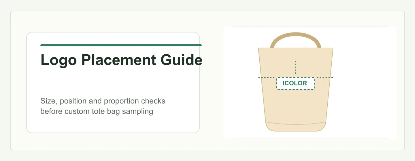 Logo placement guide for custom tote bags