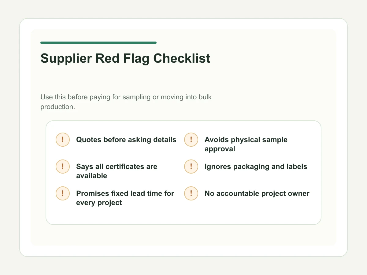 Supplier red flag checklist for brand buyers