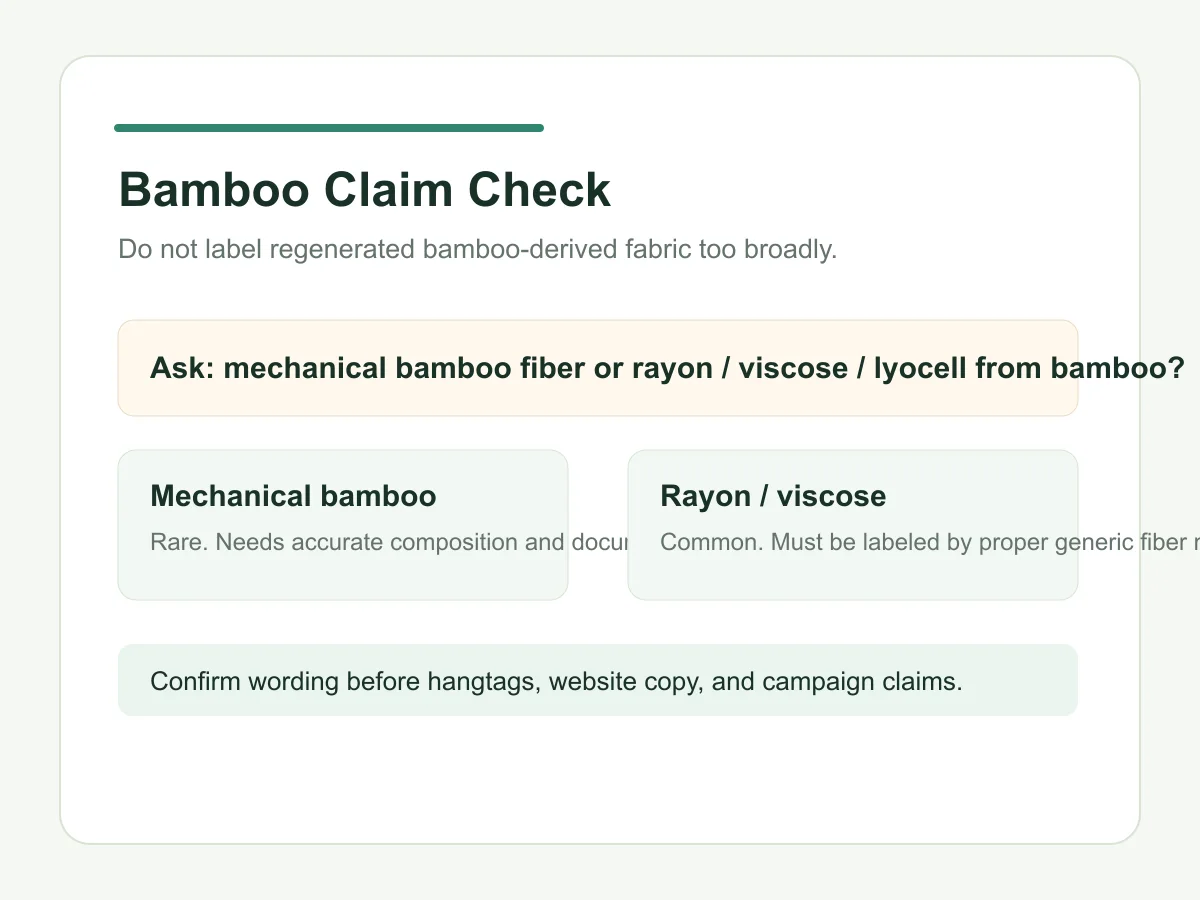 Bamboo textile claim compliance check for rayon viscose lyocell and mechanical bamboo fiber