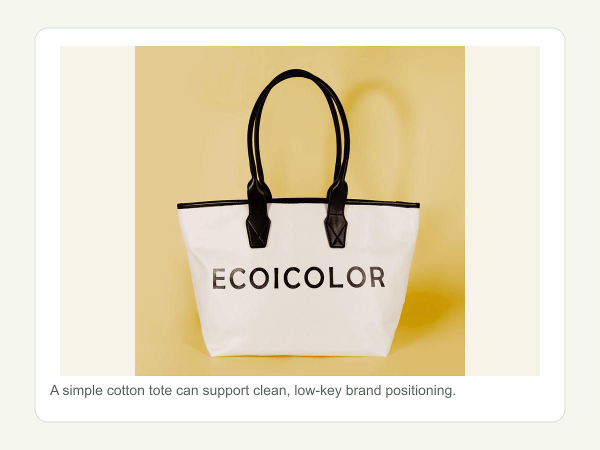 Natural cotton tote project reference for clean beauty buyers