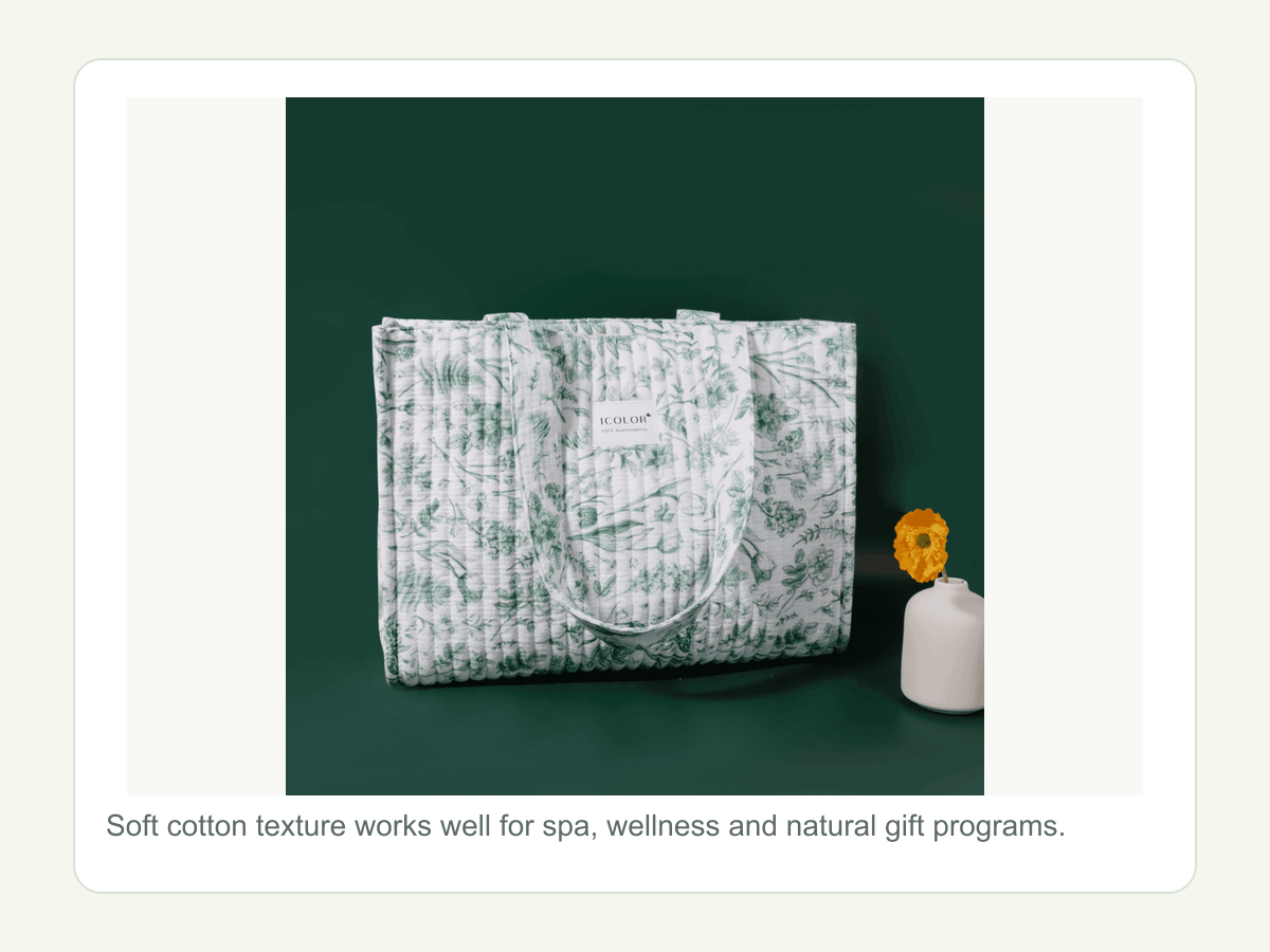 Cotton gauze wellness tote reference for spa and beauty gift projects