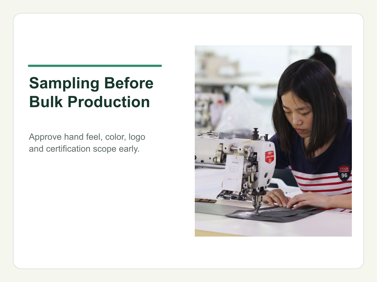 Organic cotton tote sampling and production standard