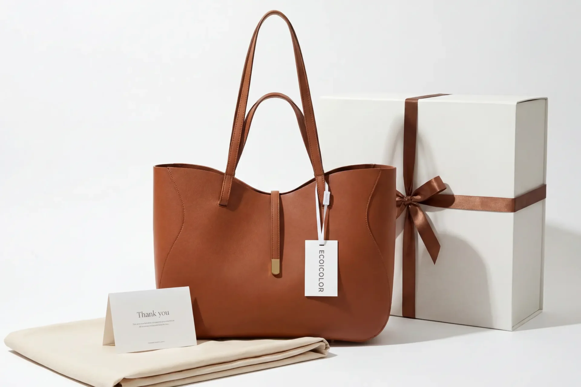 Hotel welcome tote bag displayed in a luxury hospitality setting