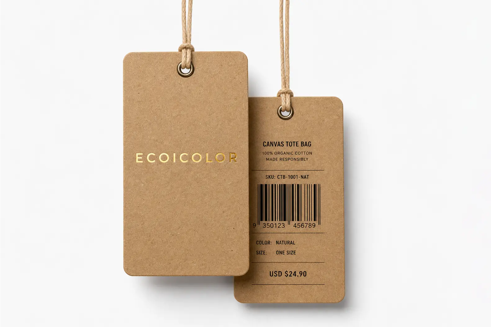 Barcode and paper card review for retail tote packaging