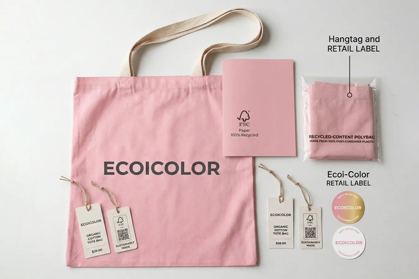 Beauty GWP tote bag pack-out with paper card and product set planning