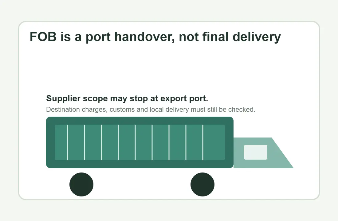 FOB port container handover for bulk tote shipping