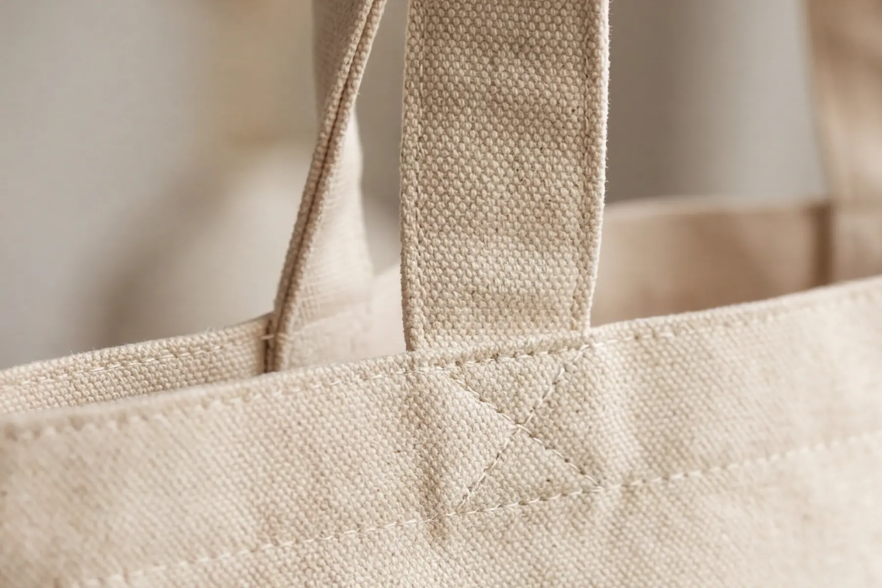 Handle root stitching review for custom tote bag sample