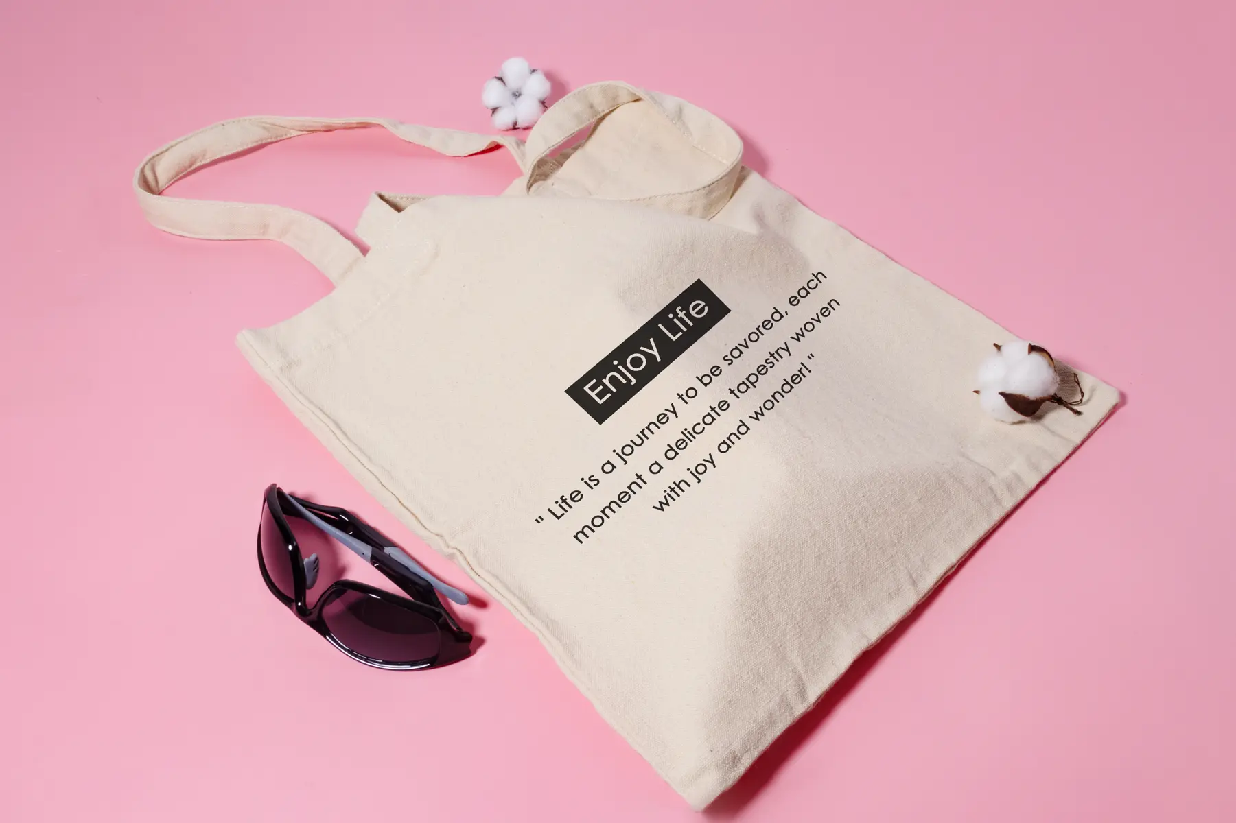 Recycled cotton tote color and logo review for handfeel confirmation
