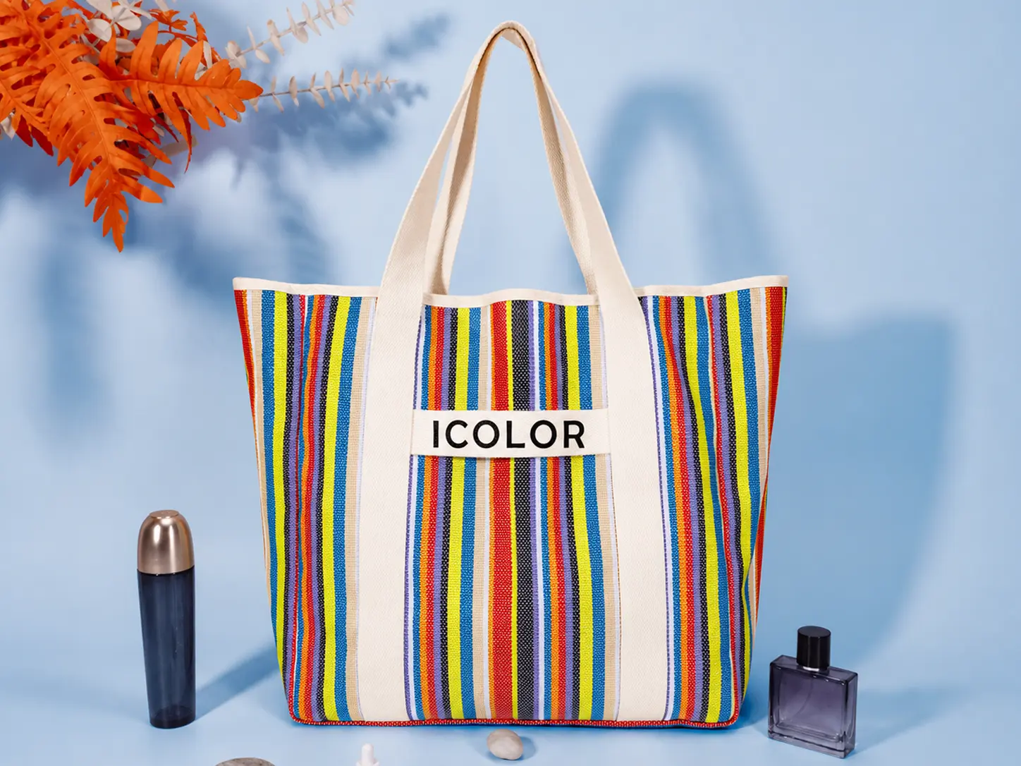 Printed seasonal artwork tote bag for a holiday brand campaign