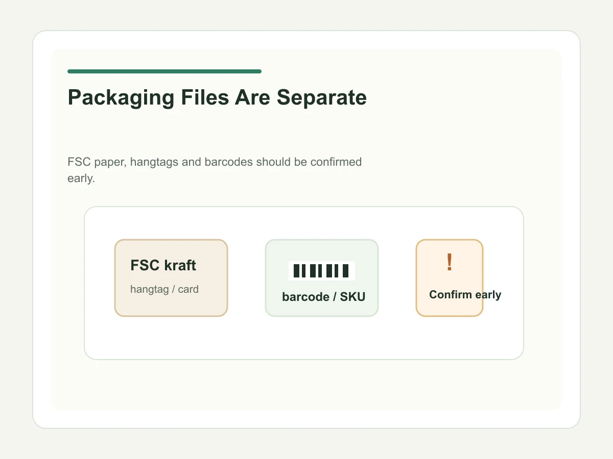 Barcode and packaging file check before tote bag carton marking