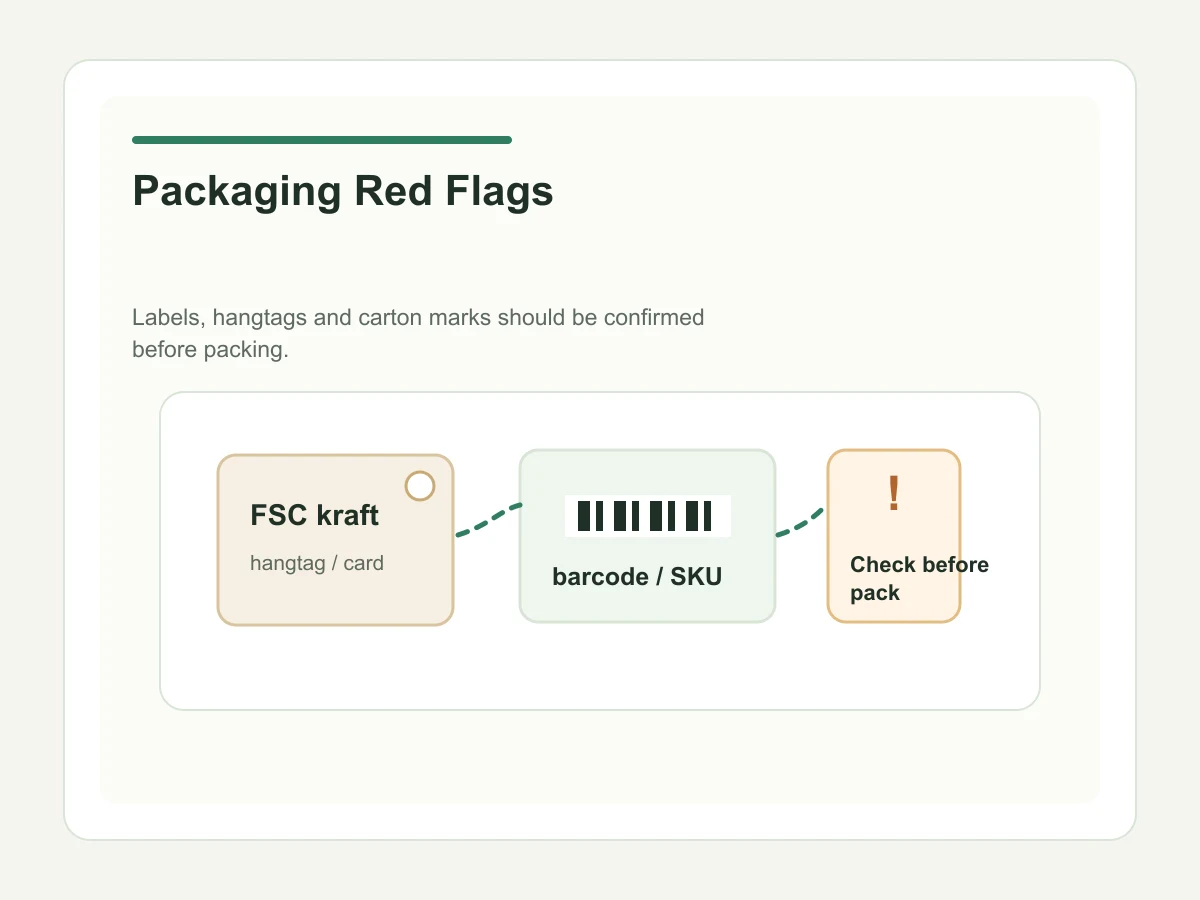Label and packaging risk check for employee welcome kit tote bags