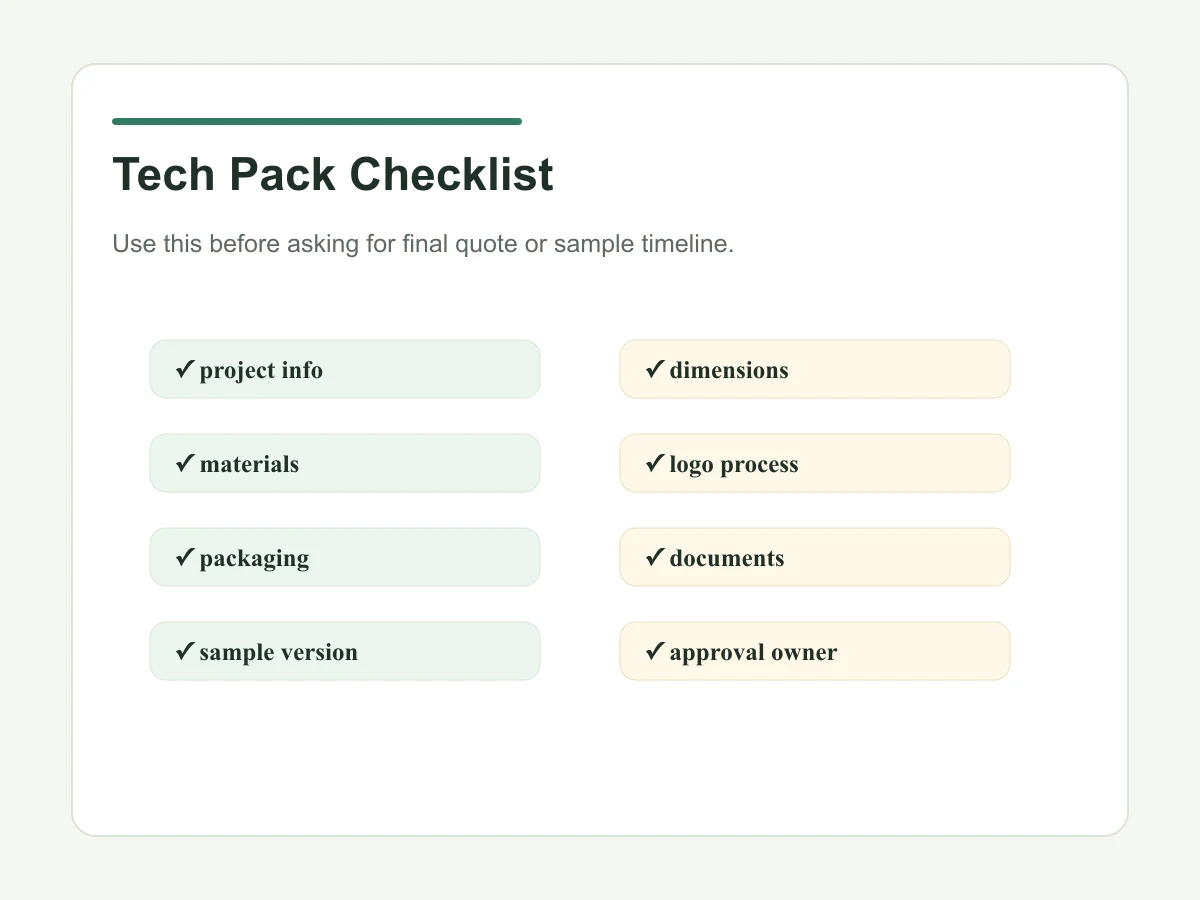 Custom tote bag export packing list checklist