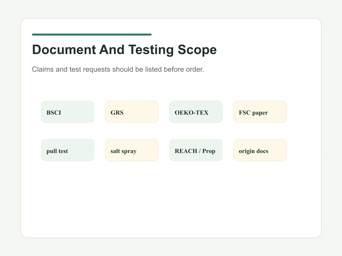 Document scope for custom tote bag export packing list