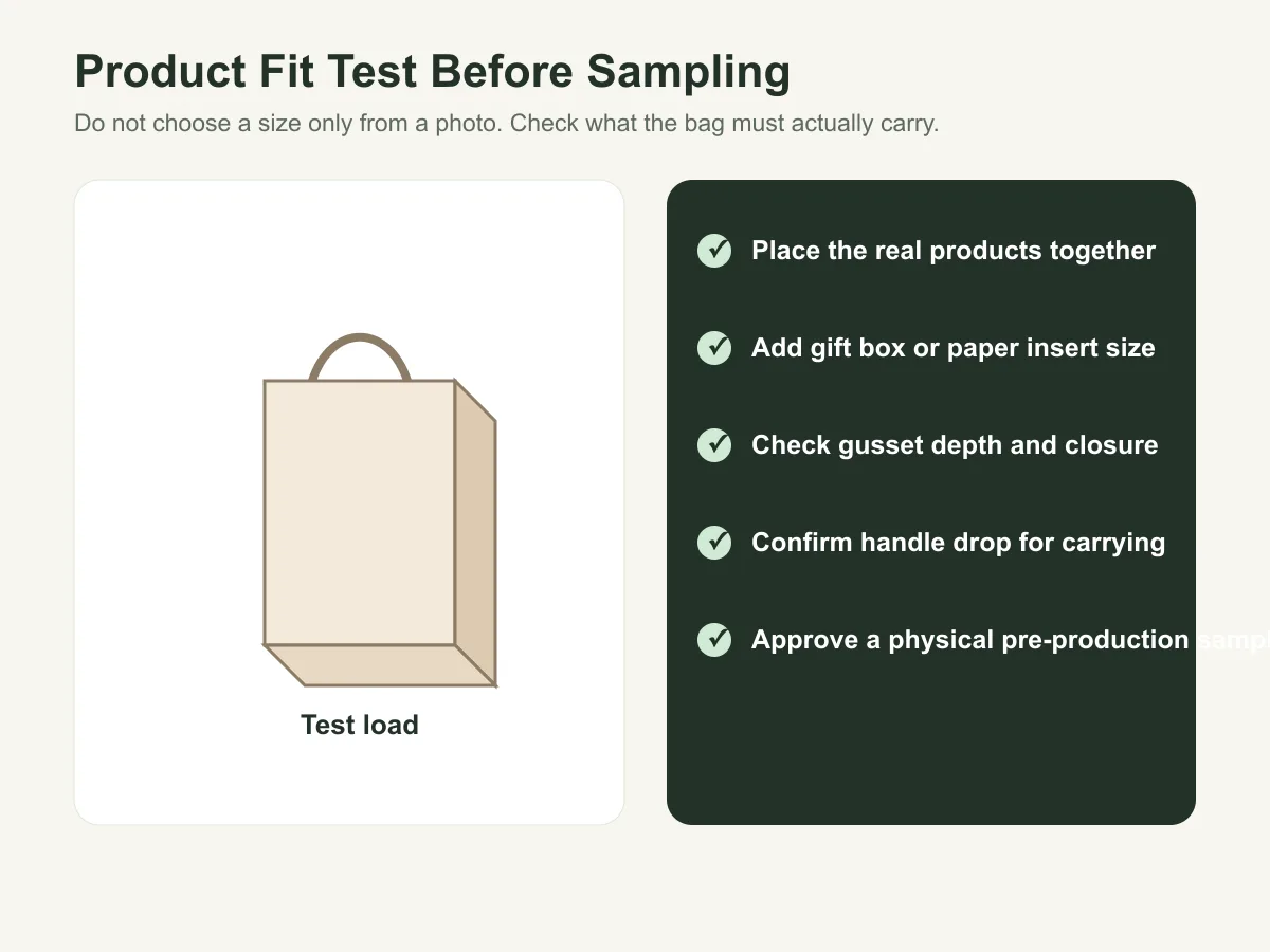 Foldable tote product fit and packing checklist