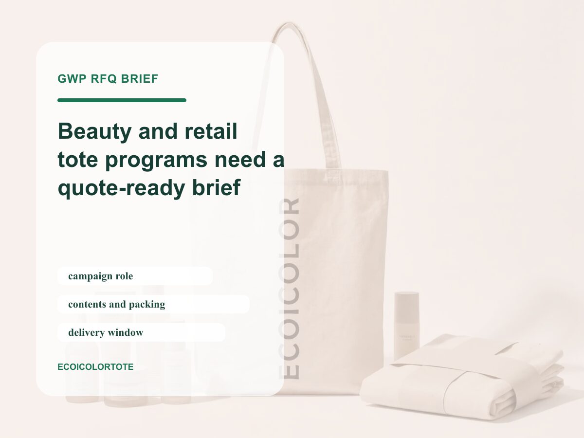 gwp tote bag rfq brief template beauty retail campaigns cover with buyer checklist text