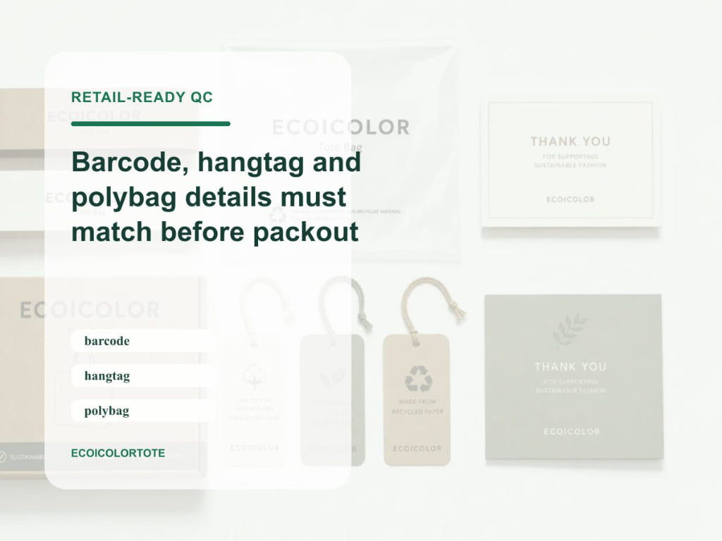 retail ready barcode hangtag polybag checklist beauty buyer qc cover with buyer checklist text