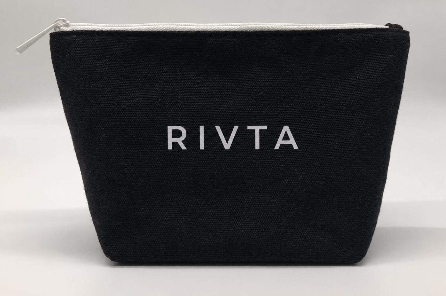 UK beauty GWP cosmetic pouch sample in polyester-cotton canvas with confidentiality replacement logo