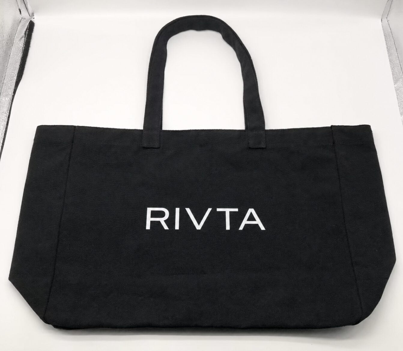 UK beauty GWP tote sample in polyester-cotton canvas with confidentiality replacement logo